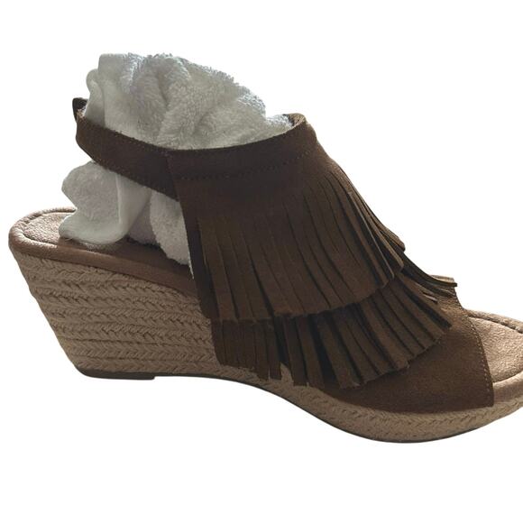 Minnetonka Ashley Fringe Wedge Sandals - Brown - Size 11 NEW - Picture 6 of 9